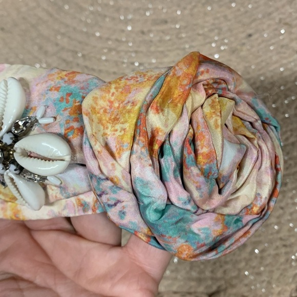 Anthropologie Namjosh shibori  rosette  seashell embellished headband main image 5